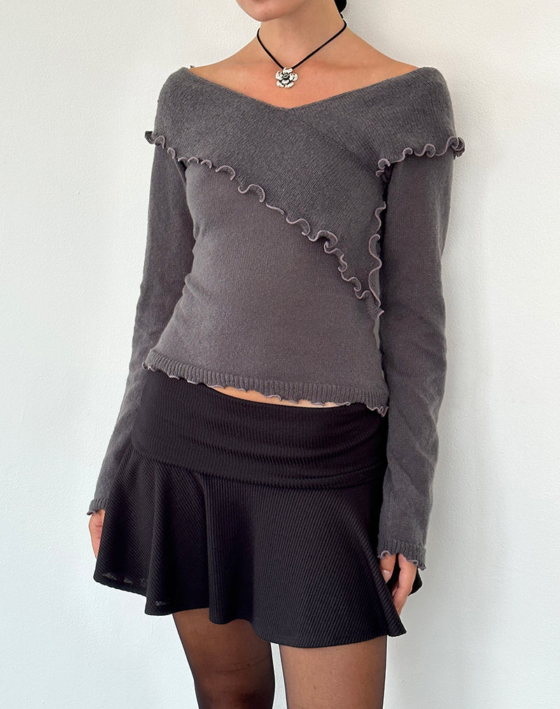 Image de Febby Sheer Knit Jumper in Dark Charcoal