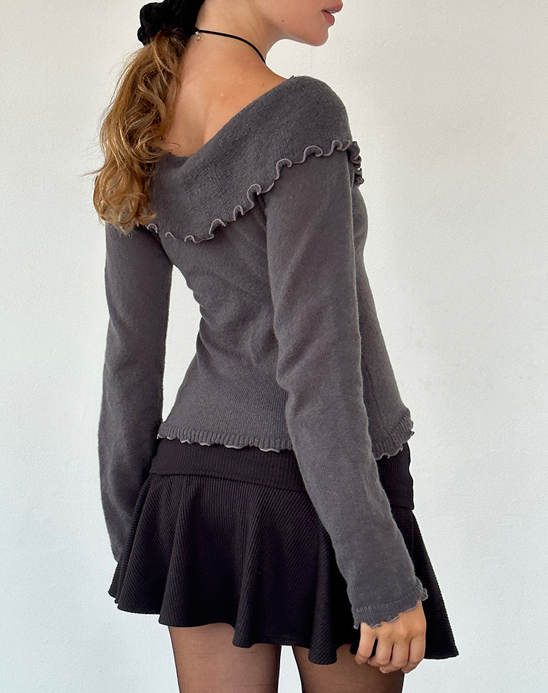 Image de Febby Sheer Knit Jumper in Dark Charcoal