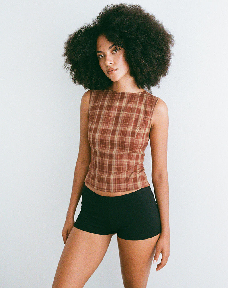 Image de Felia Tie Back Top in Red Check