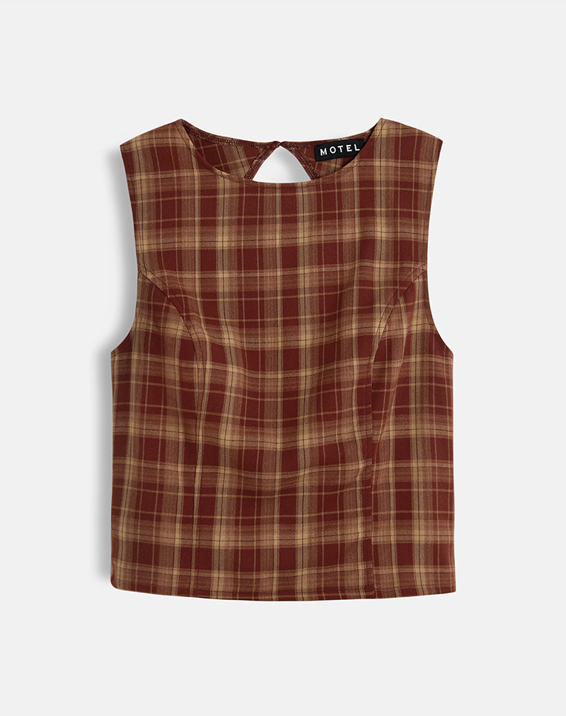 Image de Felia Tie Back Top in Red Check