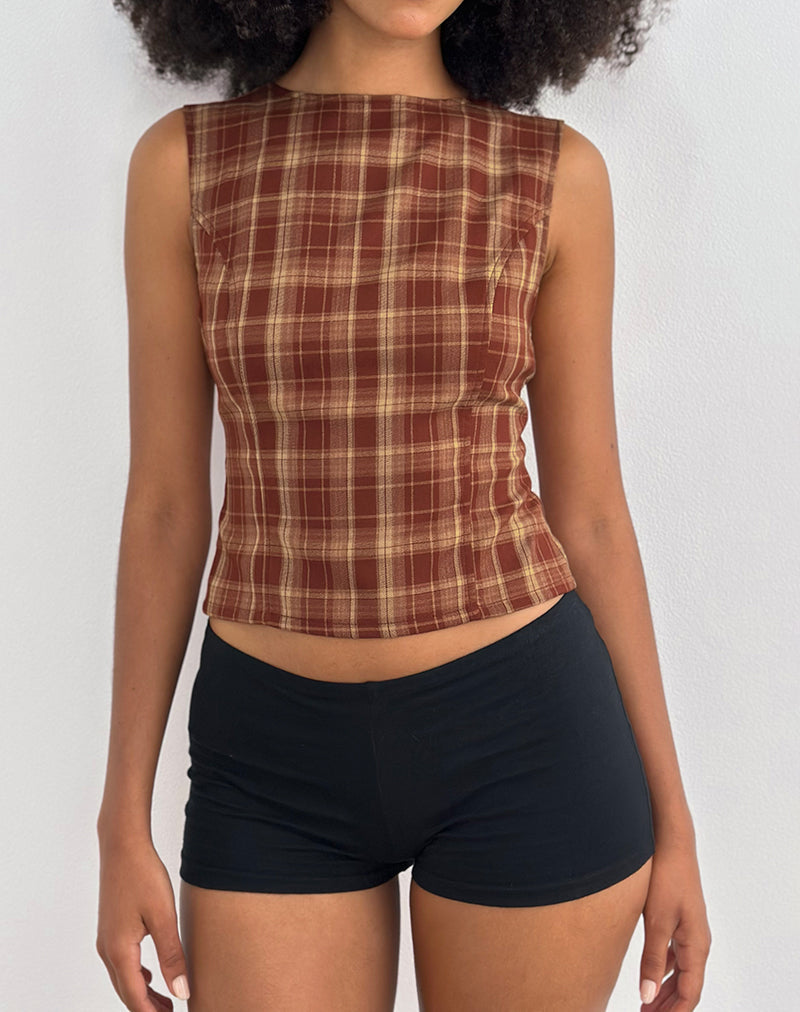 Image de Felia Tie Back Top in Red Check