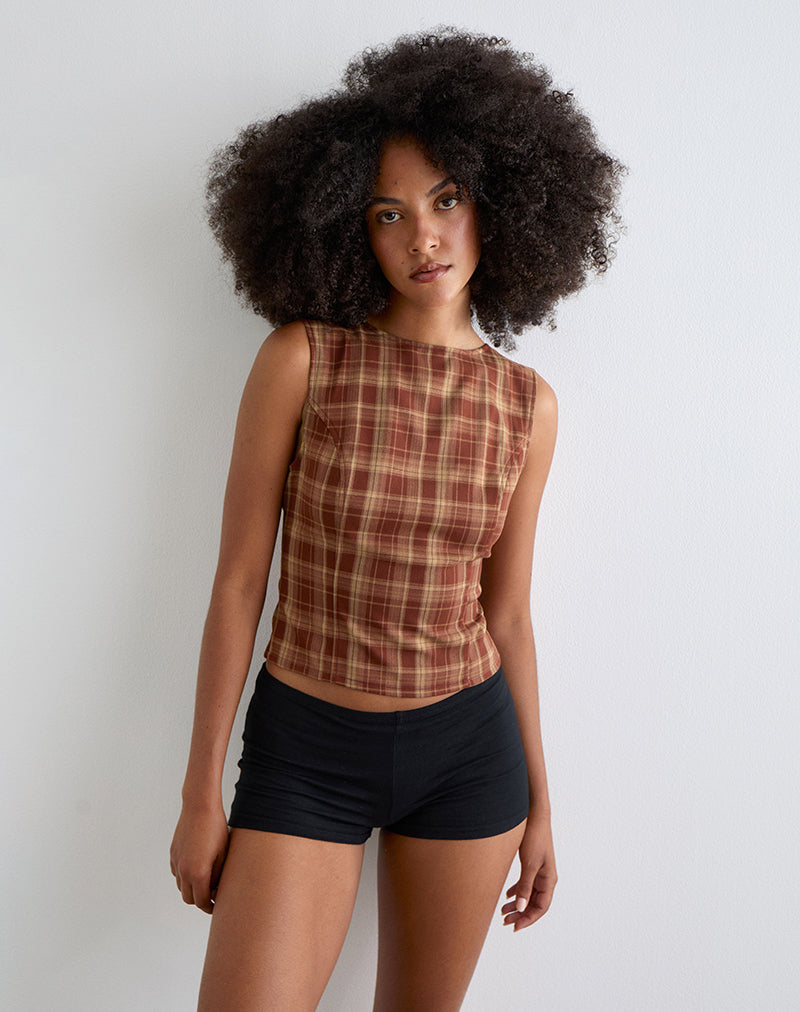 Image de Felia Tie Back Top in Red Check