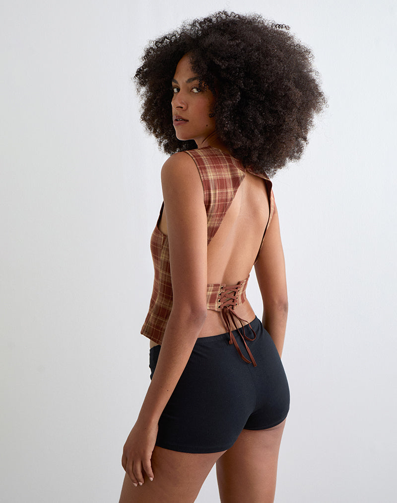 Image de Felia Tie Back Top in Red Check