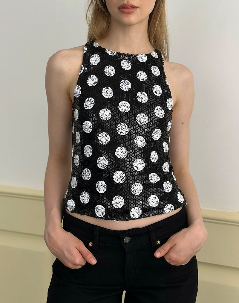 Image de Felicita Top in Polka Sequin Monochrome