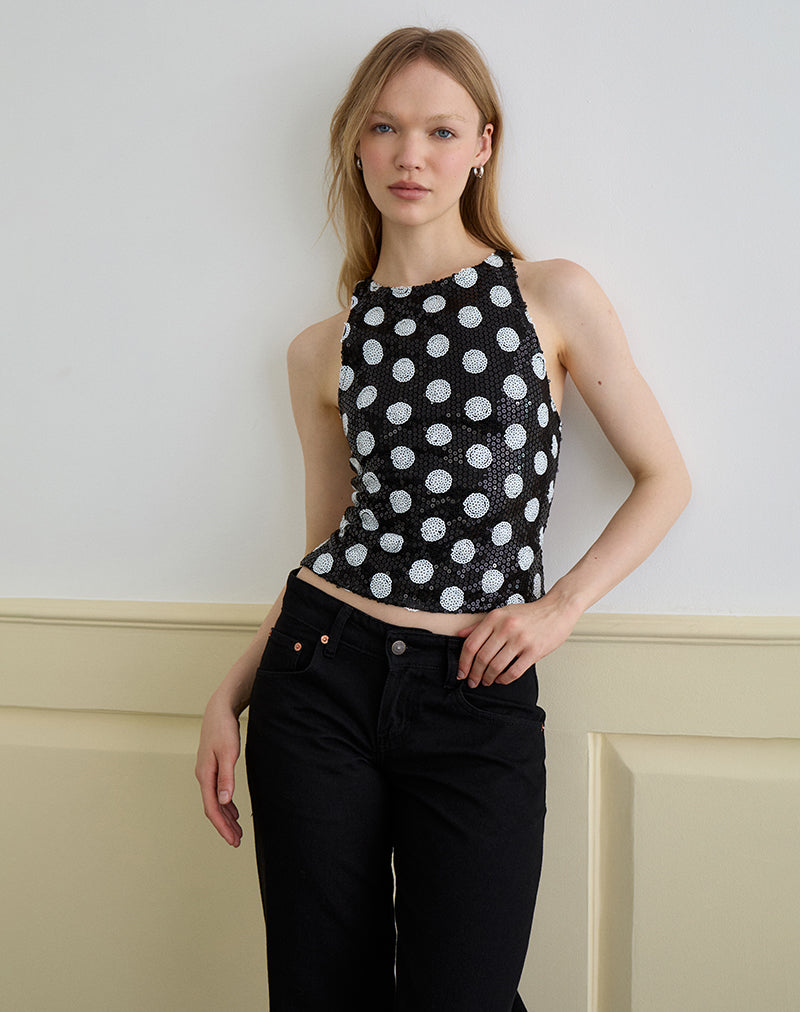 Image de Felicita Top in Polka Sequin Monochrome