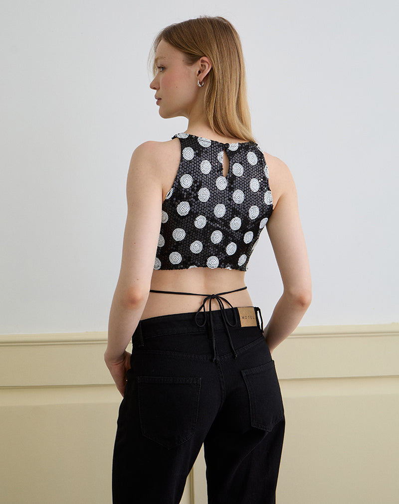 Image de Felicita Top in Polka Sequin Monochrome
