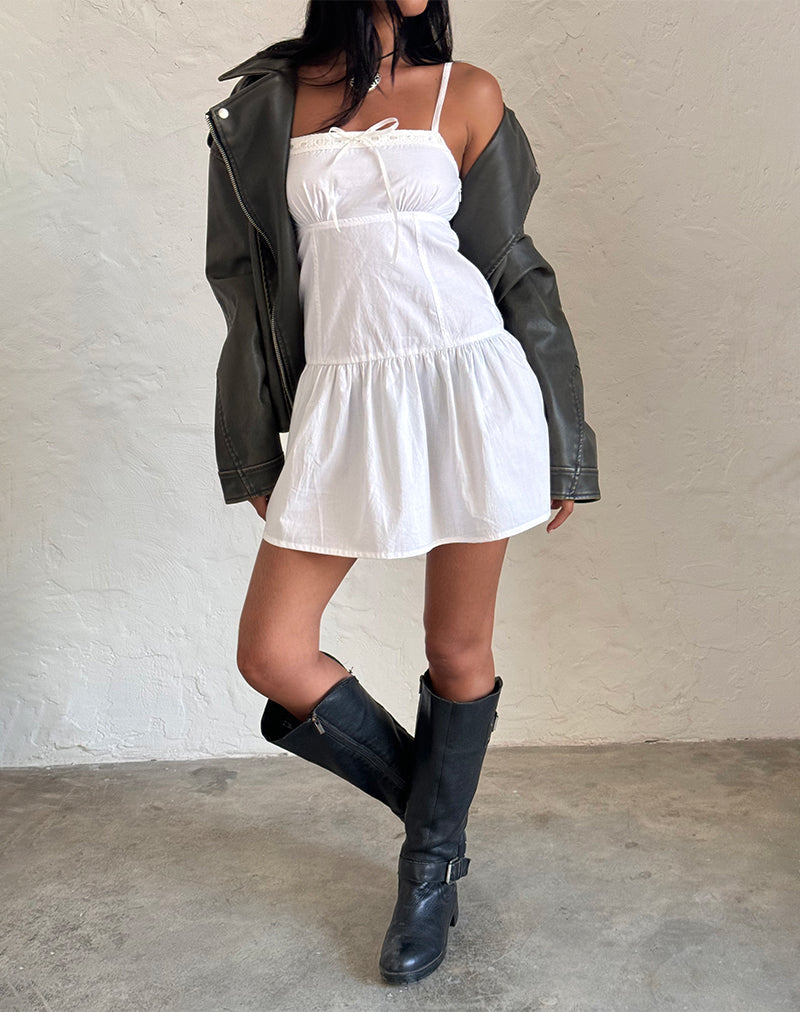 Mini robe Felin en popeline blanche