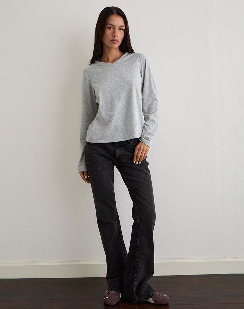 Top Feman en jersey gris chiné