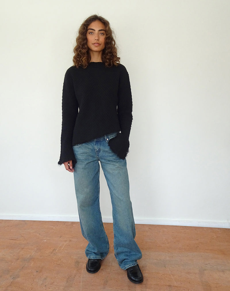 Image of Fergie Asymmetric Knit Jumper in Black