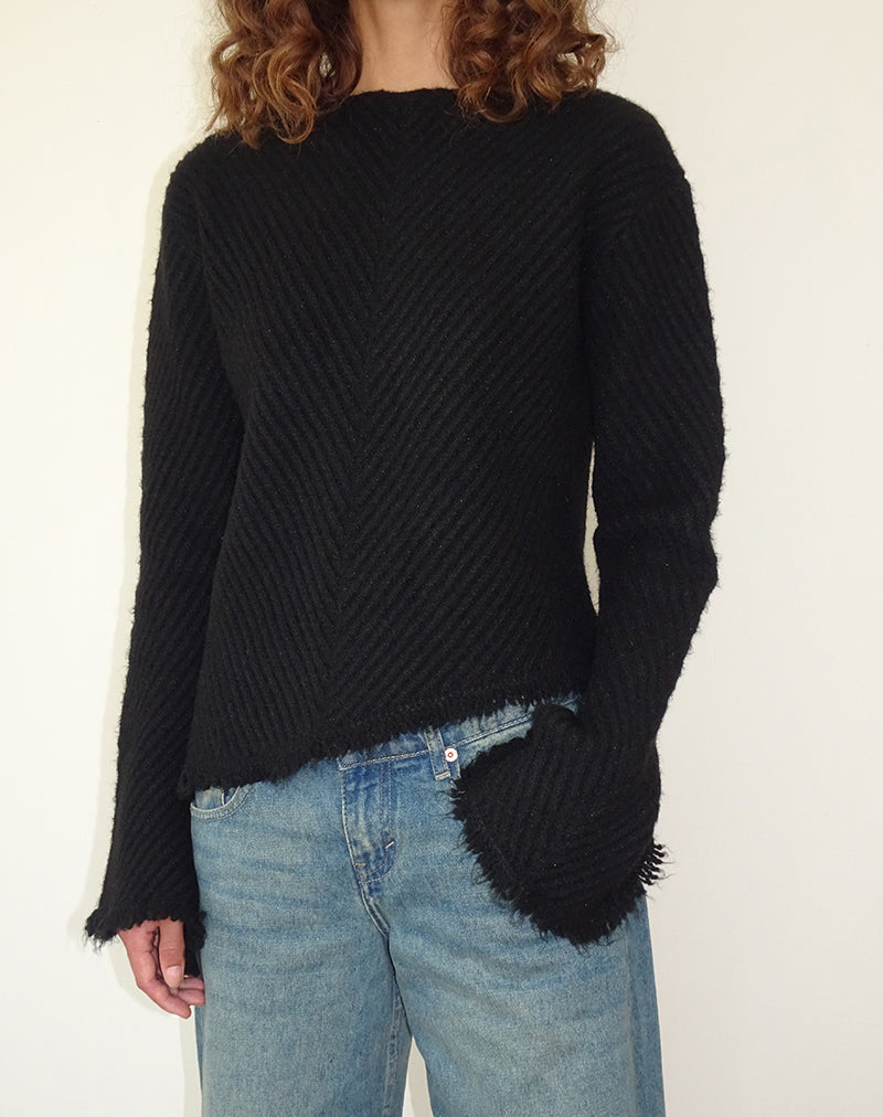 Fergie - Pull en tricot asymétrique - Noir
