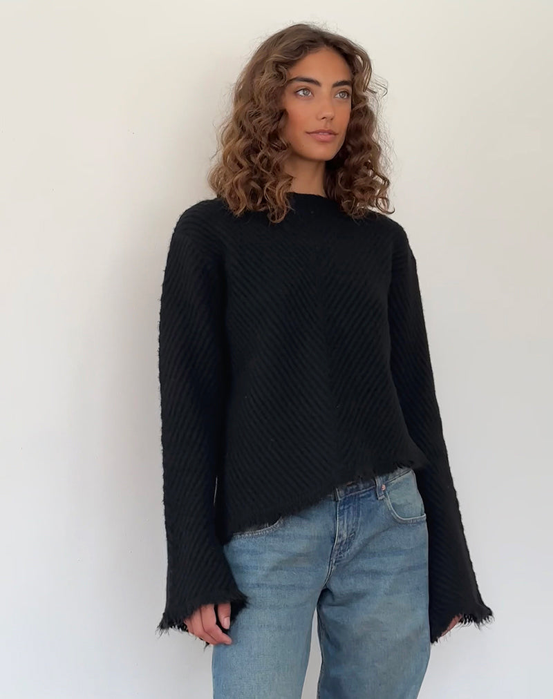 Fergie - Pull en tricot asymétrique - Noir
