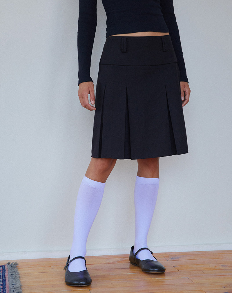 Jupe midi plissée Fermi, tailleur noir