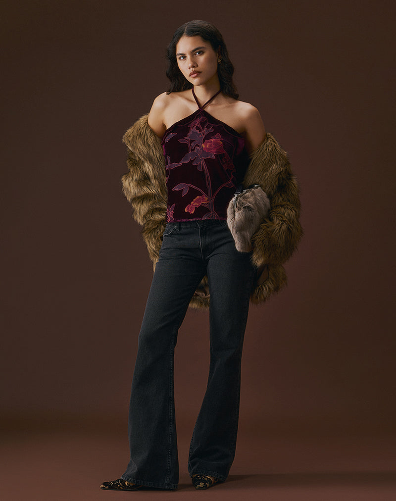 Image de Fiorella Top in Floral Devore Burgundy