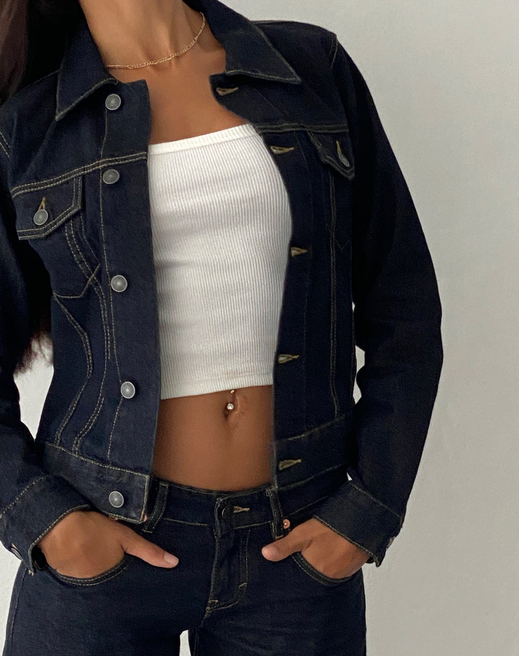 Veste en jean ajustée en indigo
