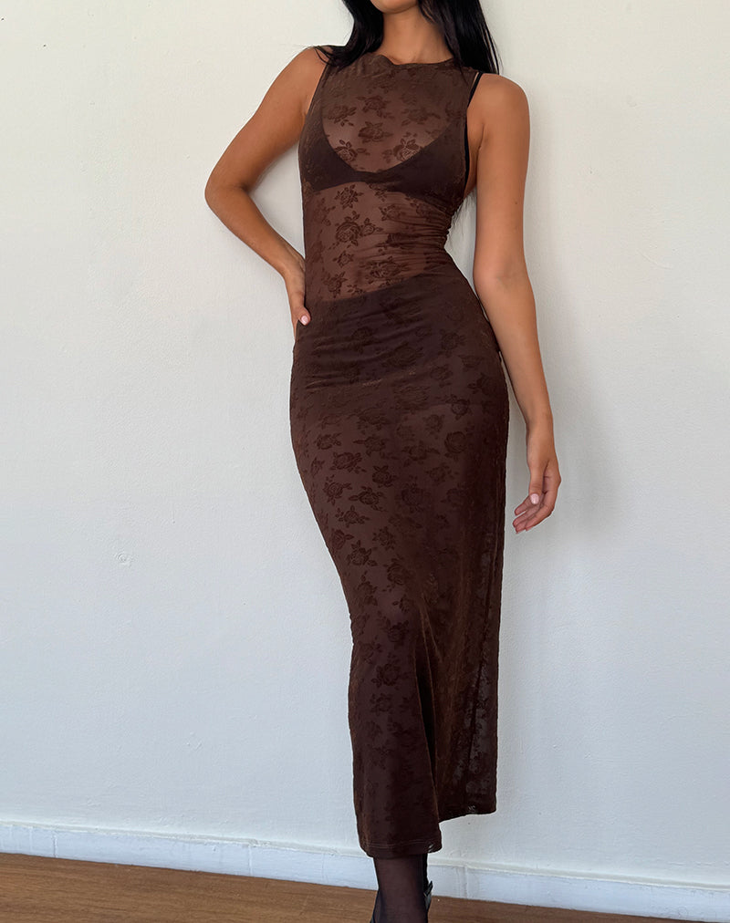 Image de Florian Romantic Rose Midi Dress in Flock Brown