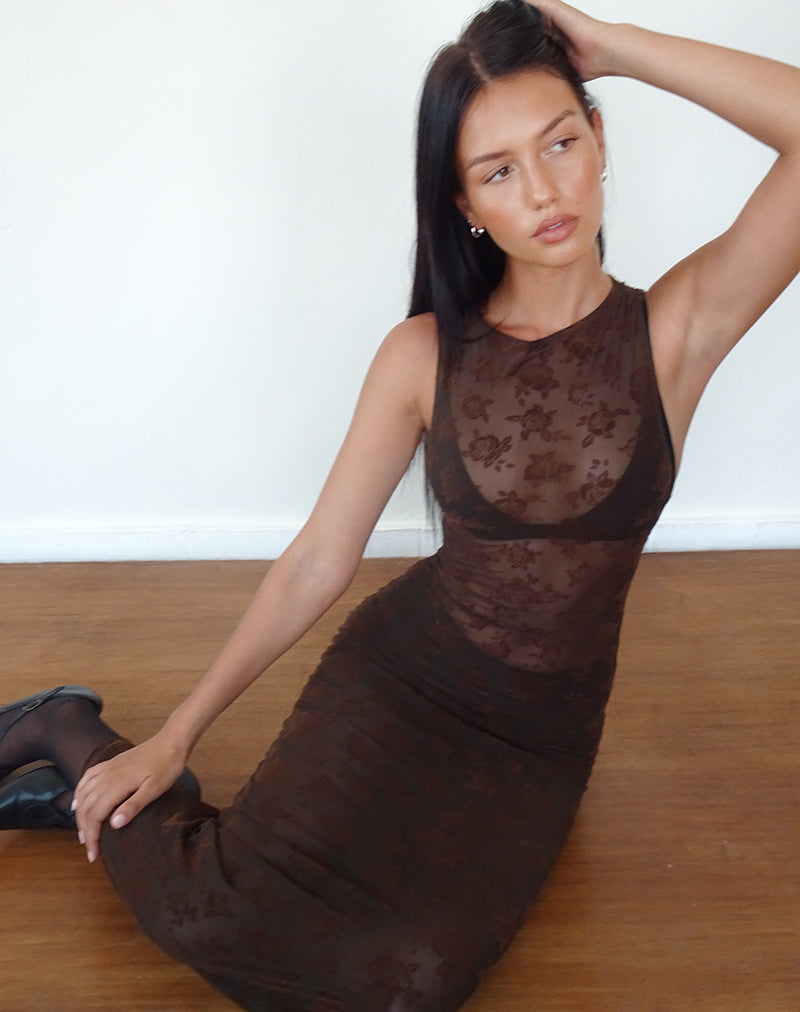 Image de Florian Romantic Rose Midi Dress in Flock Brown