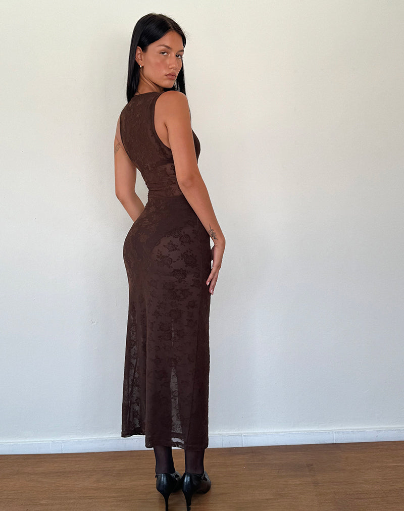 Image de Florian Romantic Rose Midi Dress in Flock Brown