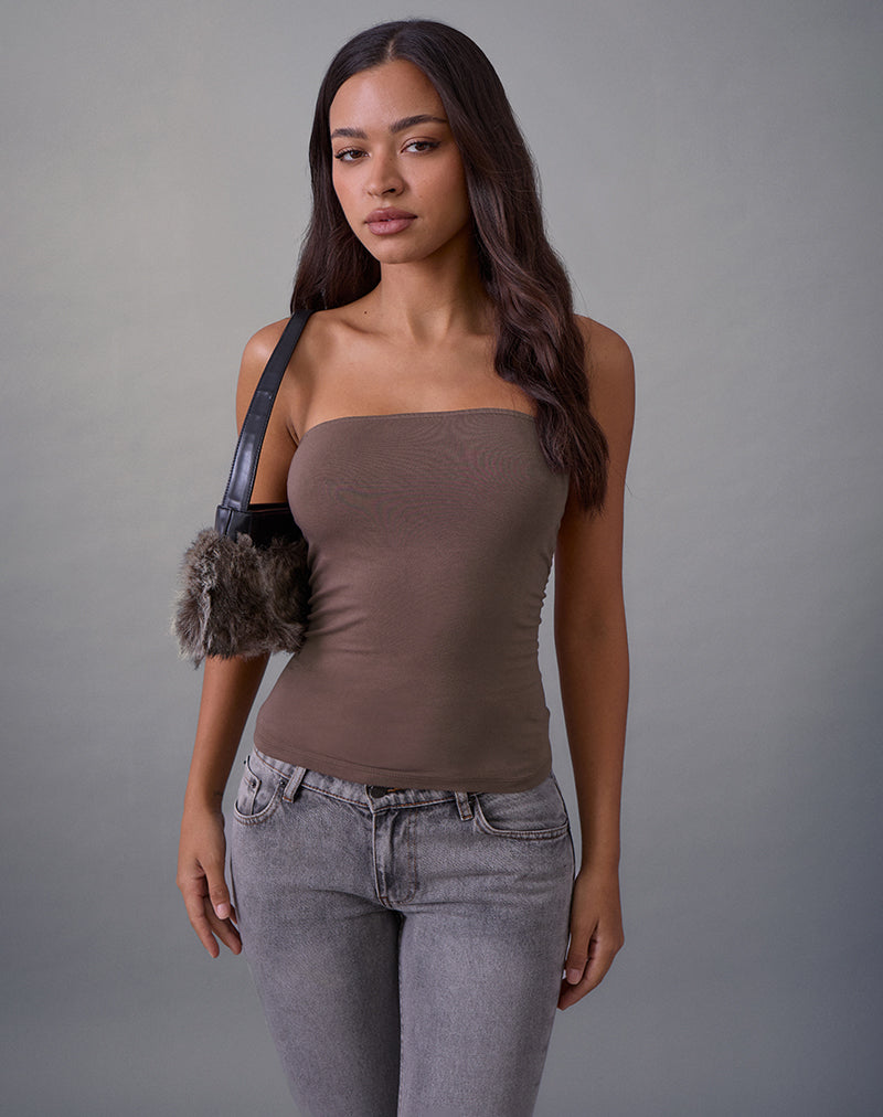 Image du haut bandeau Foster en jersey de rayonne taupe foncé