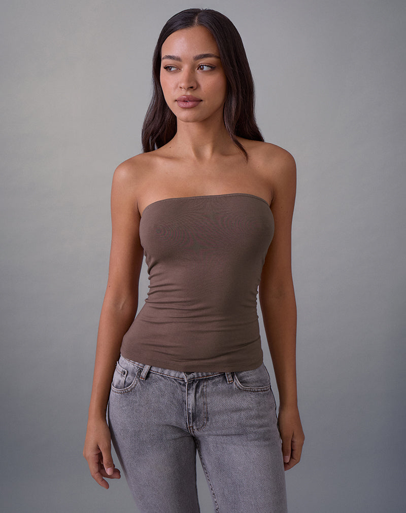 Image du haut bandeau Foster en jersey de rayonne taupe foncé