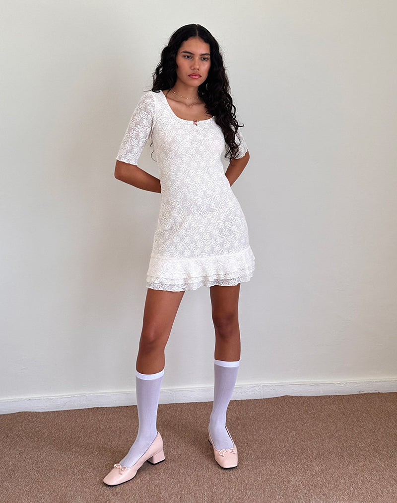 Fredrika Mini robe en dentelle ivoire