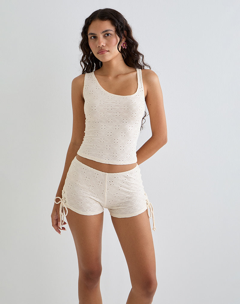 Image of Fukama Sleeveless Top in Stretch Broderie Cream
