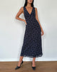 Image of Gabriela Midi Dress in Flocked Petal Navy