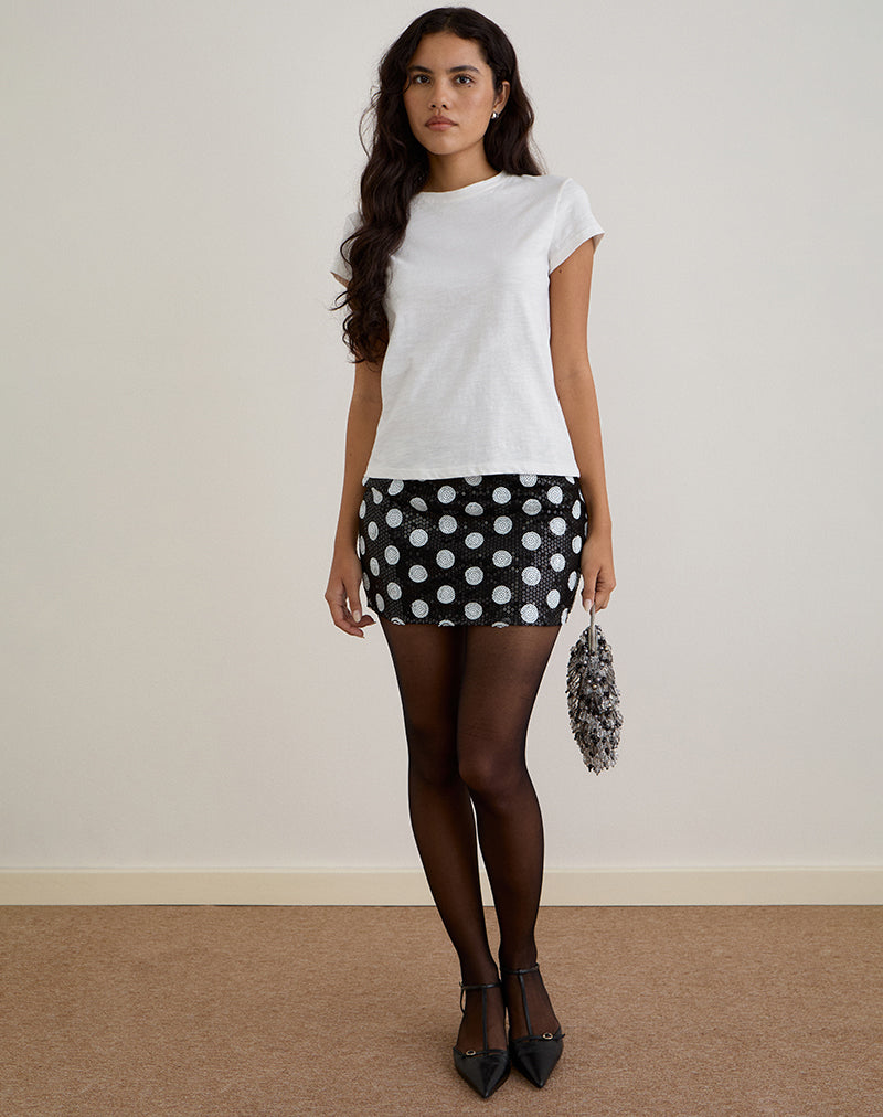 Image de la jupe Gaera en paillettes polka monochrome