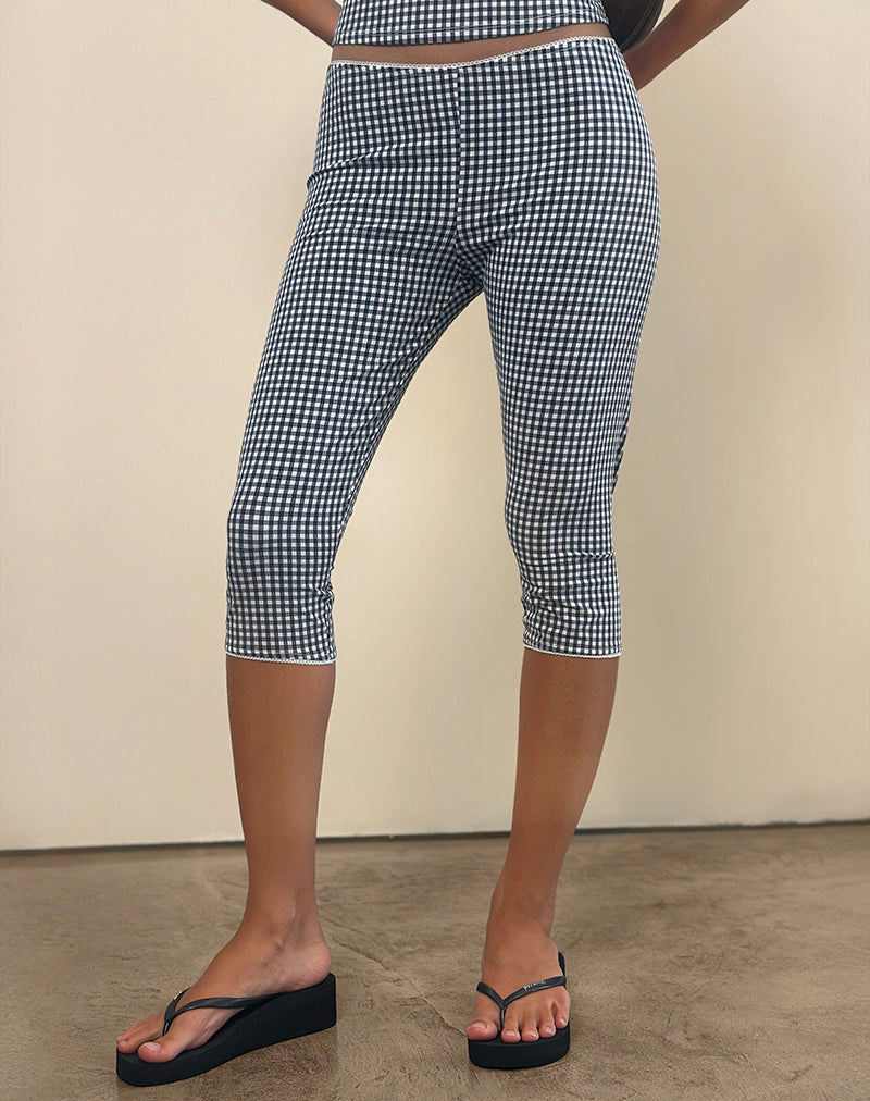 Image of Tuka Capri Trous in Seersucker Gingham Navy