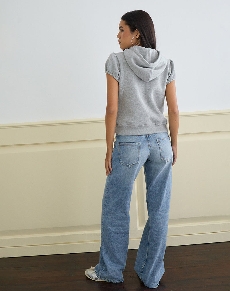 Image de Galia Short Sleeve Zip Hoodie in Grey Marl