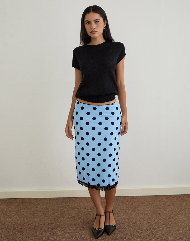 Image de Gamila Midi Skirt in Blue with Polka Space Black