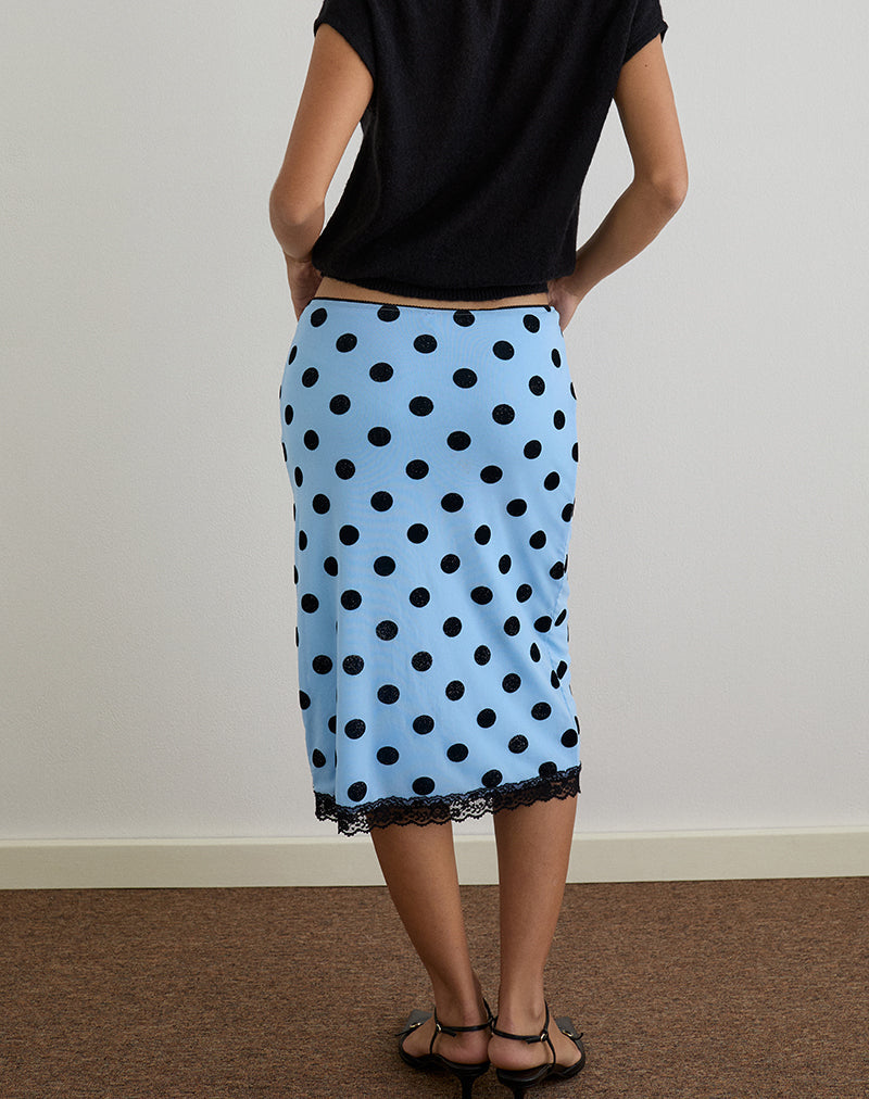 Image de Gamila Midi Skirt in Blue with Polka Space Black