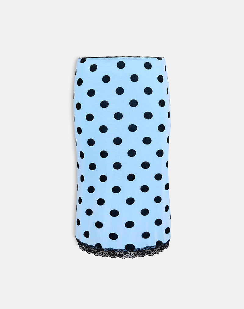 Image de Gamila Midi Skirt in Blue with Polka Space Black