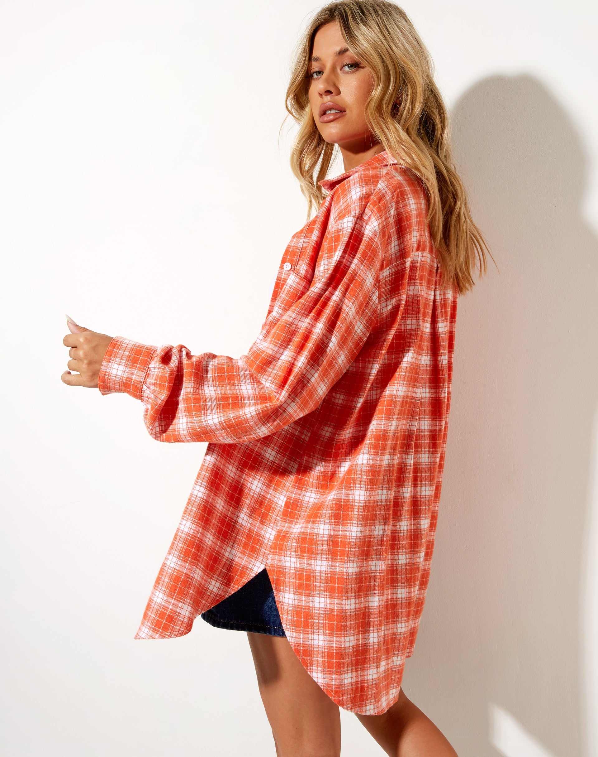 Image de Gane Shirt in Check Orange White