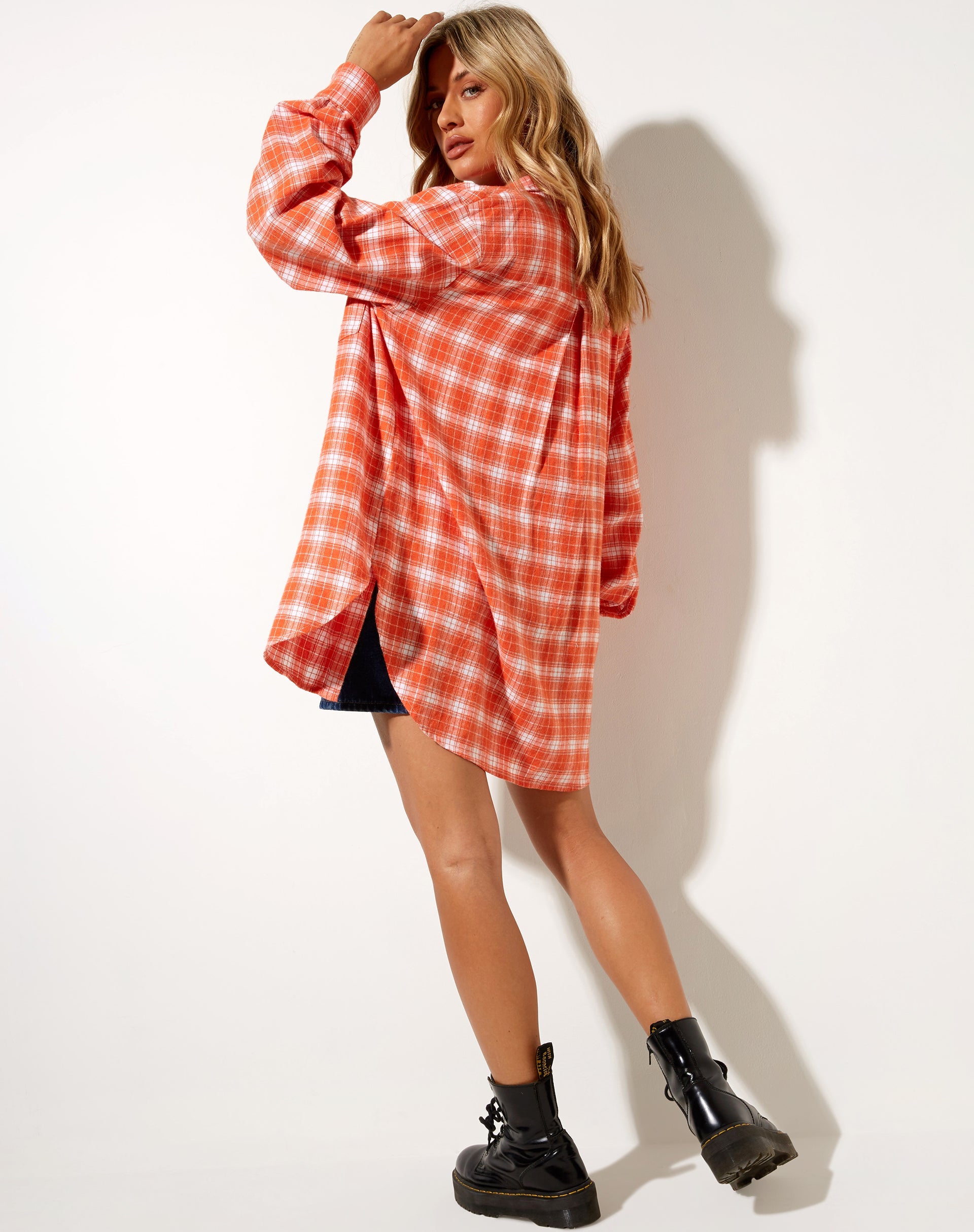 Image de Gane Shirt in Check Orange White