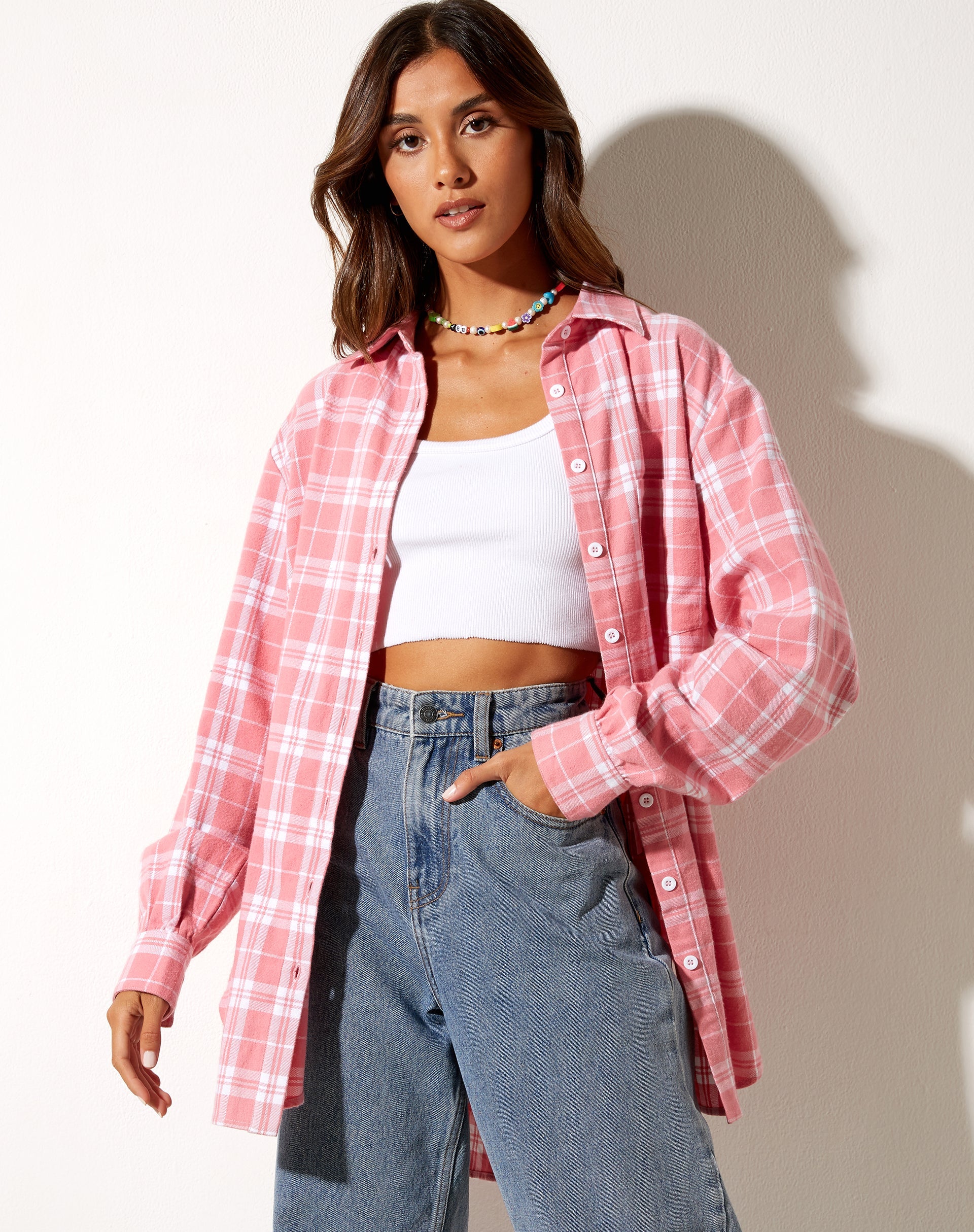 Image de Gane Shirt in Check Pink White
