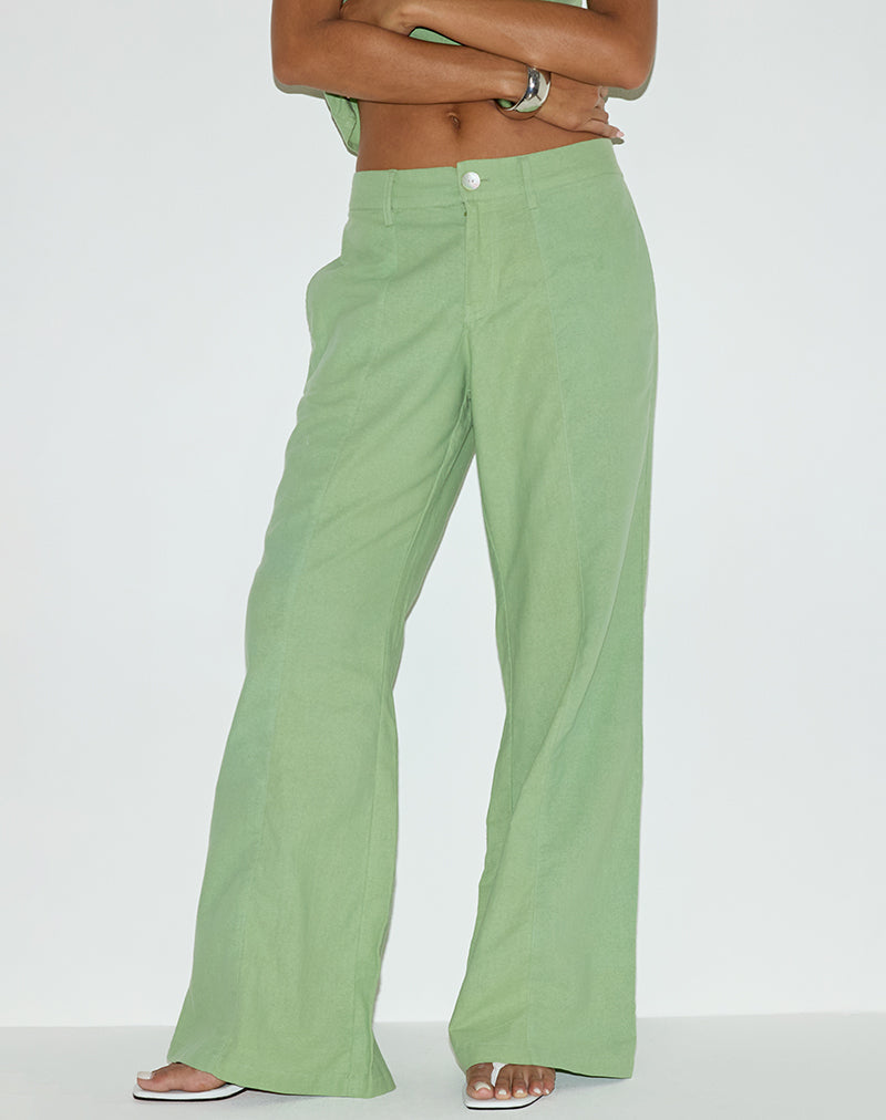 Pantalon Saucy, lin, vert menthe