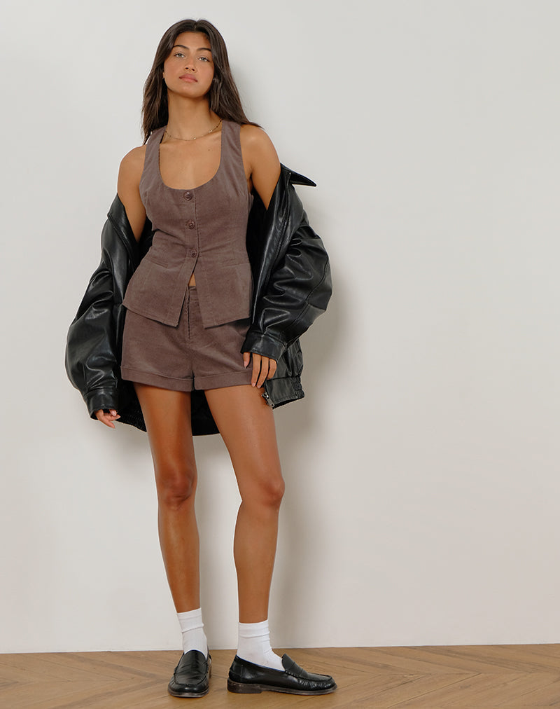 Gilet Ganita en Babycord marron