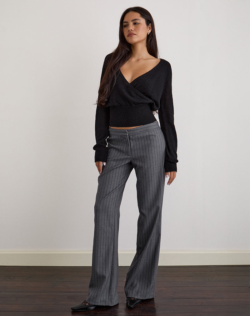 Image de Ganta Slim Trouser in Pinstripe Charcoal