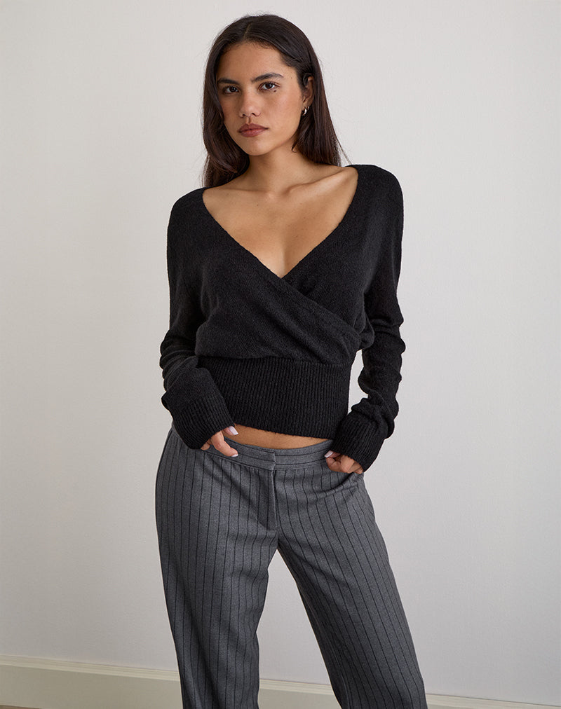 Image de Nilza Wrap Top in Knit Black