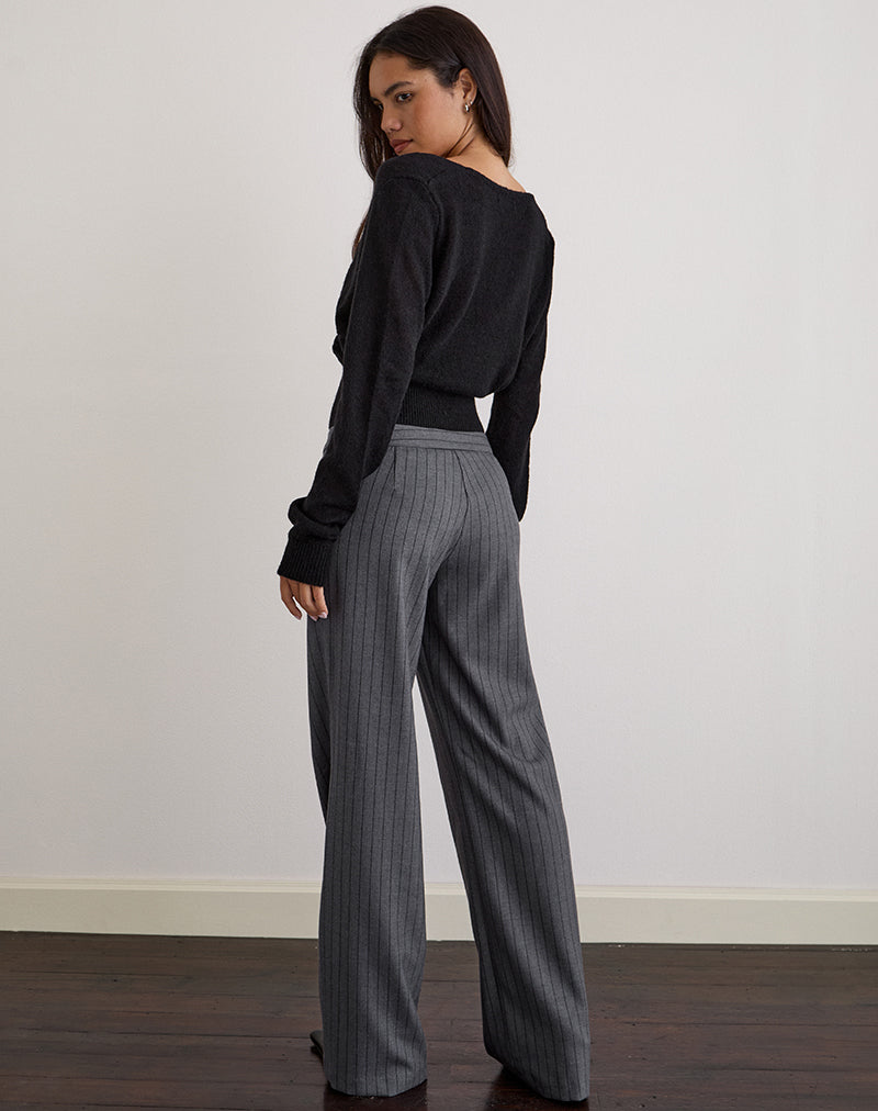 Image de Ganta Slim Trouser in Pinstripe Charcoal