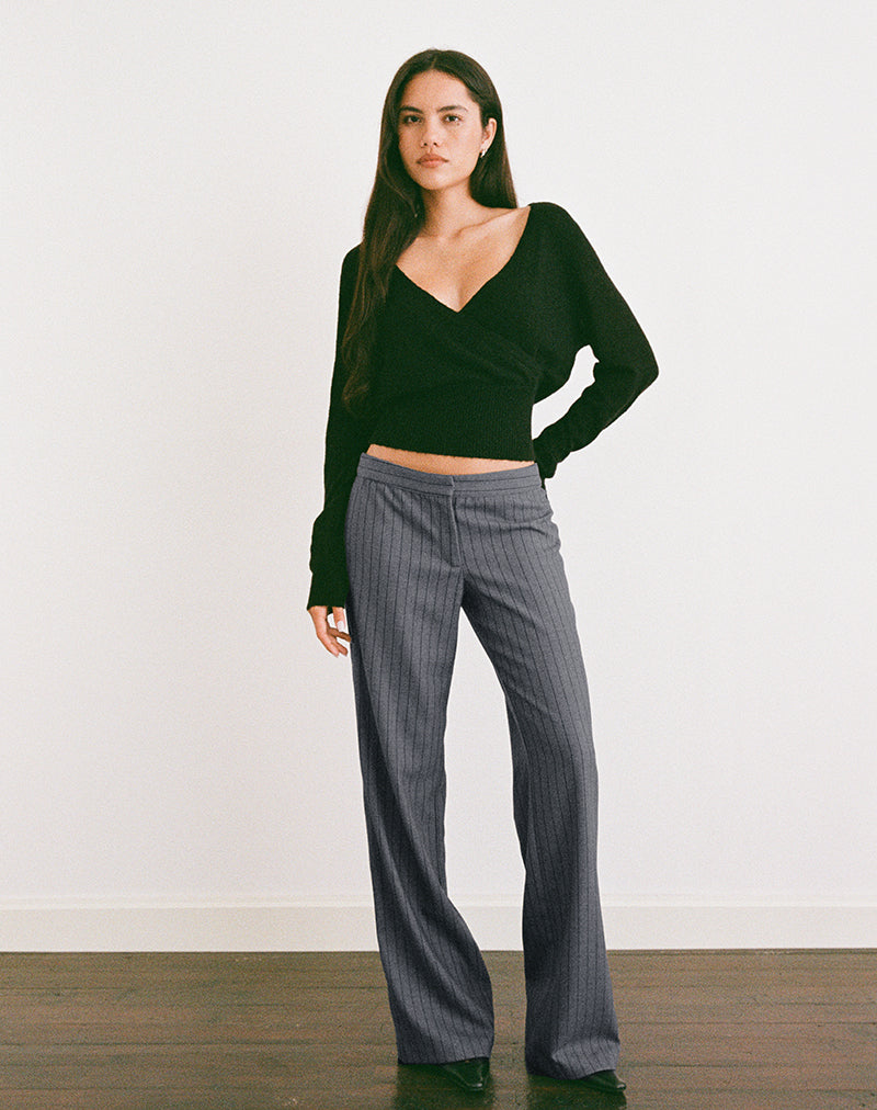 Image de Ganta Slim Trouser in Pinstripe Charcoal