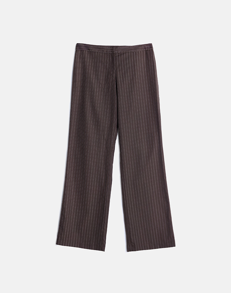 Image de Ganta Slim Trouser in Stripe Chocolate Brown