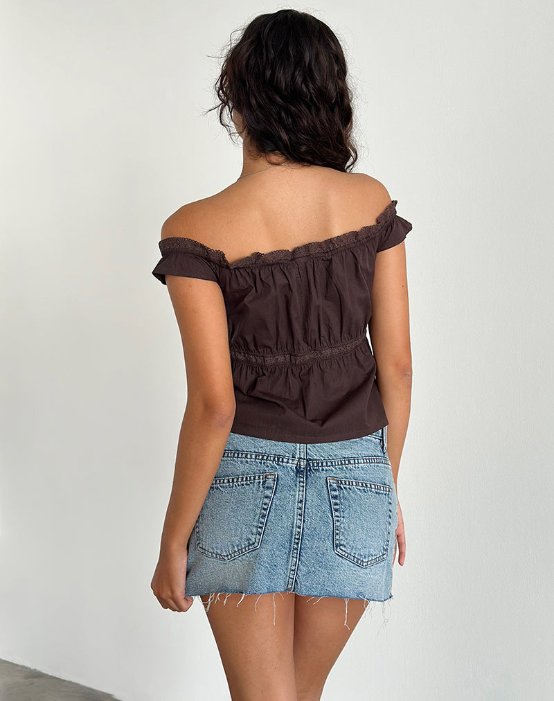Image de Gapita Bardot Top in Poplin Deep Mahogany