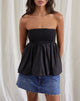 Image de Gaux Puffball Shirred Bandeau Top in Black