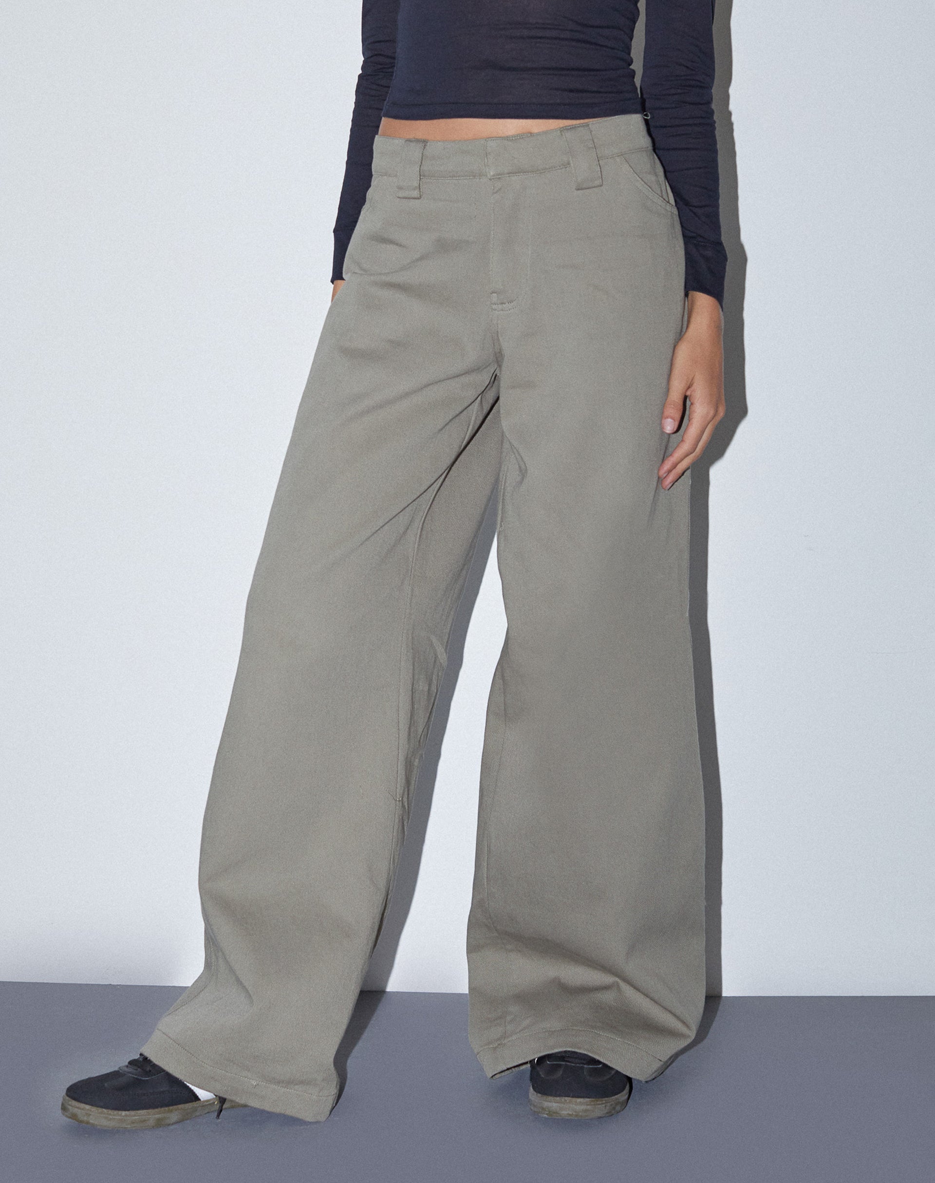 Image de Kaomy Pantalon à jambes larges en vert ardoise