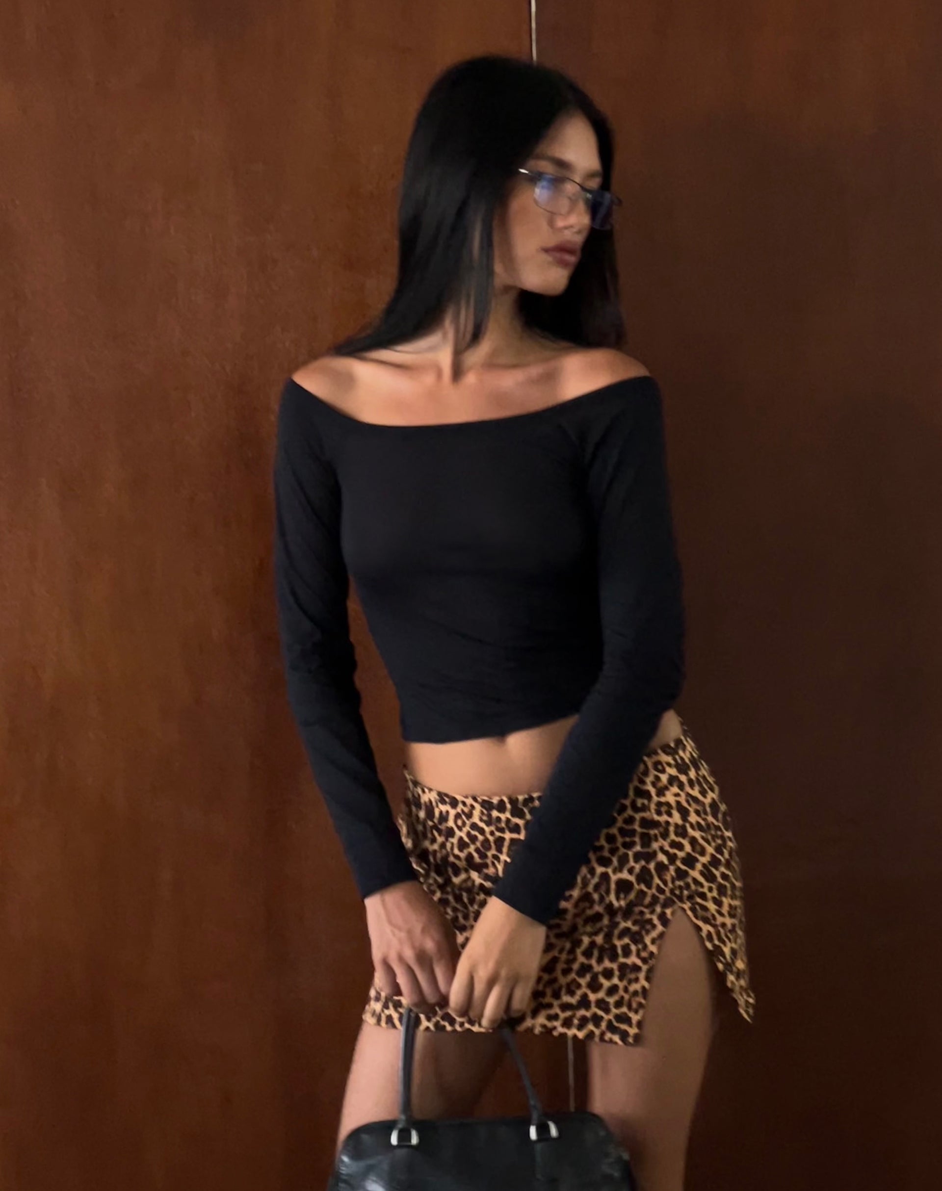 Image de Gavya Long Sleeve Bardot Top in Black