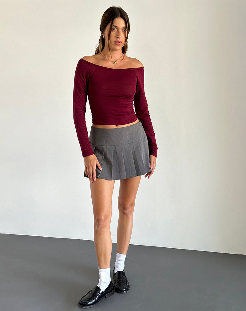 Image de Gavya Bardot Long Sleeve Top in Burgundy
