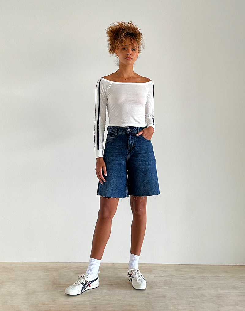 Image de Gavya Long Sleeve Top in Off White with Navy Stripe