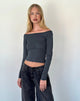 Image de Gavya Long Sleeve Bardot Top in Ocean Storm Jersey