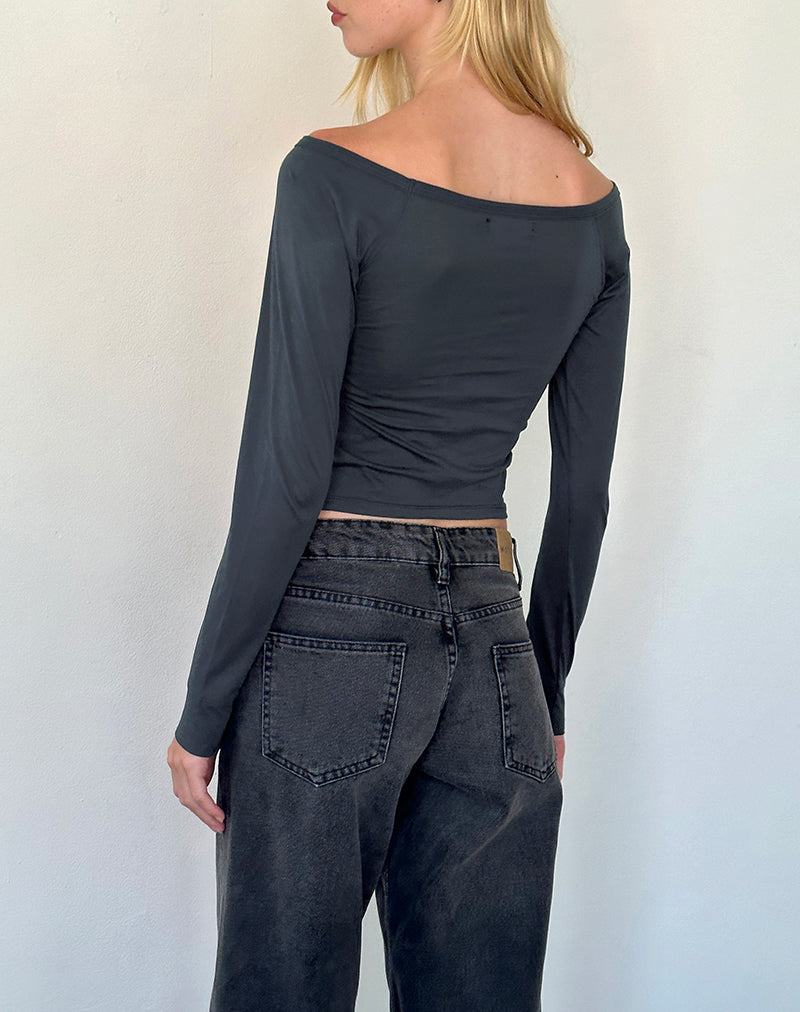 Image de Gavya Long Sleeve Bardot Top in Ocean Storm Jersey